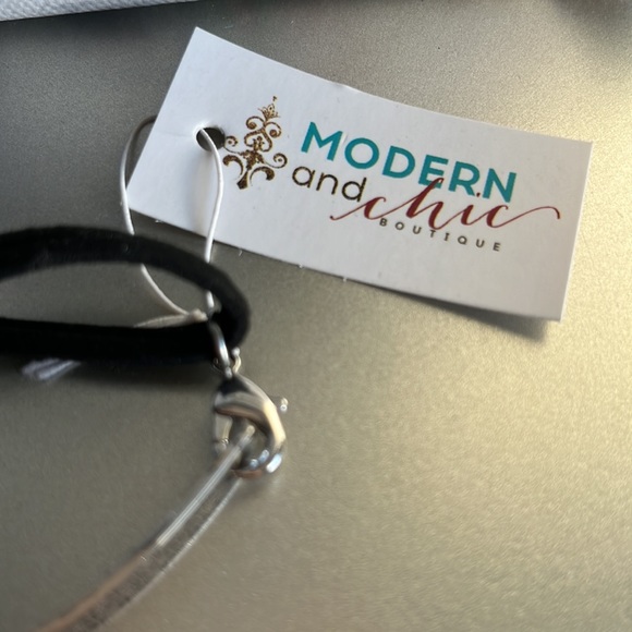 Silver Plated Engraved Bracelet with Faux Suede Strap - Picture 3 of 6